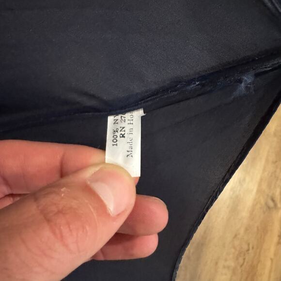 Vintage 35” Navy Blue Umbrella With Curved Wood Handle Parasol READ - Picture 5 of 5